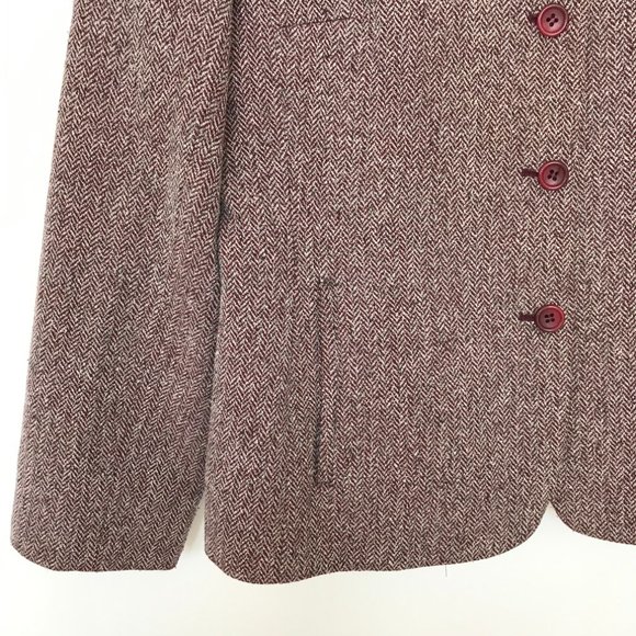 Anne Klein 2 Maroon/Gray Herringbone Blazer - Picture 2 of 4